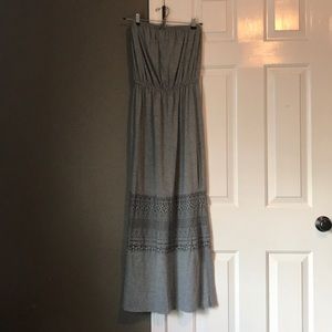 Strapless Maxi Dress with Lace Detail